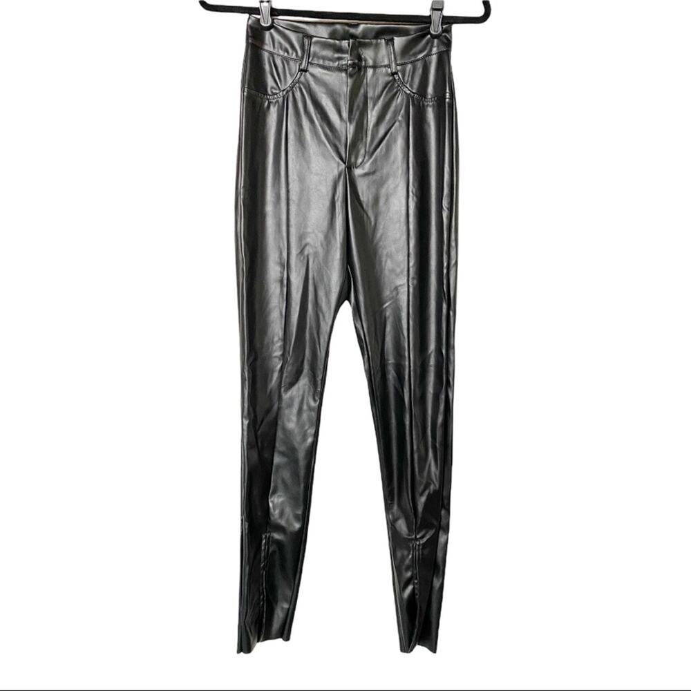 Faux Leather Split Ankle Skinny Pants Size Small